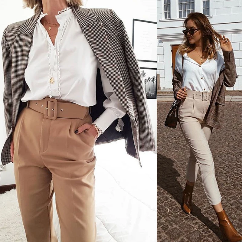 Black Suit Pants Woman High Waist Pant 