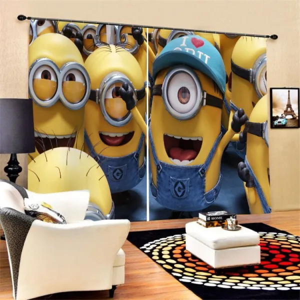 Color-1 Мультяшные 3D занавески для детской спальни, гостиной, Затемненные оконные шторы, 2 панели, полиэстер, занавески, домашний декор - Цвет: Color-1
