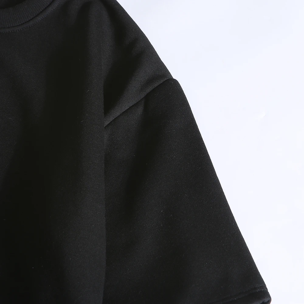 Поддельные 2 шт ДИЗАЙНЕР Oversize футболка однотонная Casual винтажная Tshirt лонгслив