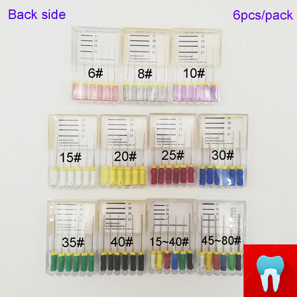 6 шт./упак. 6#~ 80#25 мм стоматологический Protaper файлы корневых каналов зубов стоматологические материалы стоматологические инструменты ручной инструмент Применение Нержавеющая сталь развертки