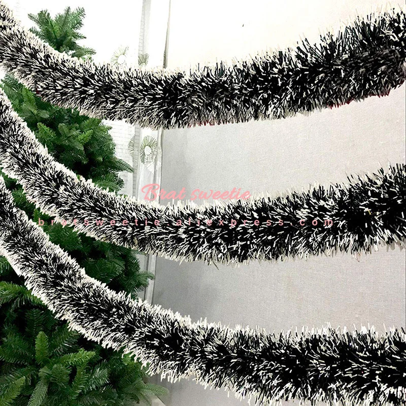 2m White Dark Green Cane Tinsel Christmas Decoration Garland Wreath Christmas Tree Decor Ornaments Animal Party Supplies