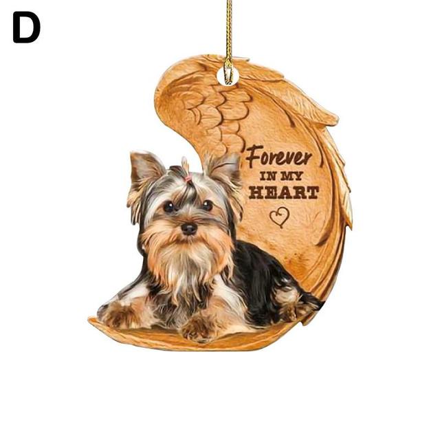 Funny Dog Sleeping Angel Acrylic Wing Dog Hanging Ornament Cartoon Car Pendant Bag Keychain for Rear View Mirror Decoration