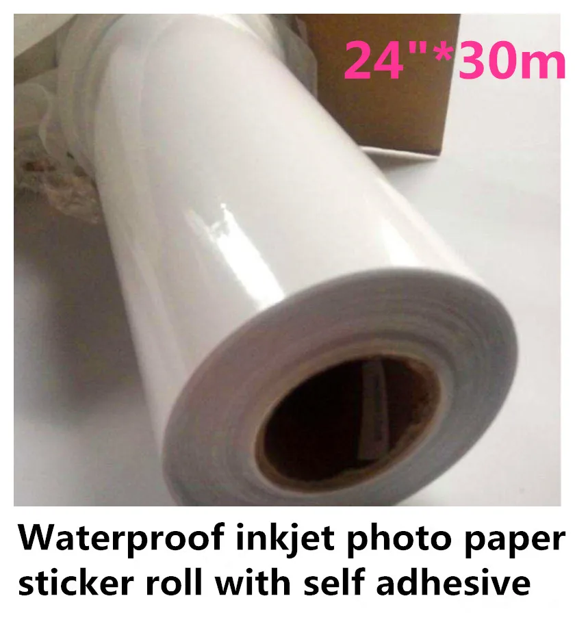 24&quot*30m Waterproof Glossy photo paper sticker roll with self adhesive for pigment inkjet printer | Компьютеры и офис