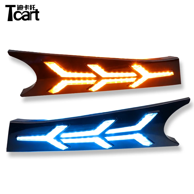 Tcart DRL дневные ходовые огни для Kia K3 Светодиодный дневной светильник, противотуманный светильник, покрытие, автомобильный стиль, течёт с желтым сигналом поворота, светильник
