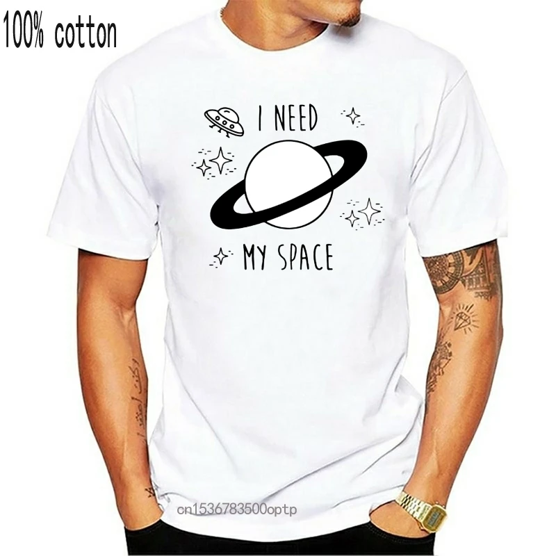 Футболка с забавным слоганом I Need My Space Мужская футболка Tumblr в стиле унисекс Лидер