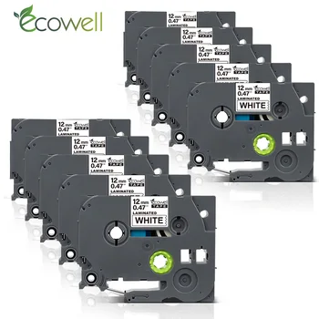 Ecowell 互換積層ツィー 231 tz231 tze231 12 ミリメートル白テープに黒 tze-231 tz-231 ため brother p-touch プリンタ