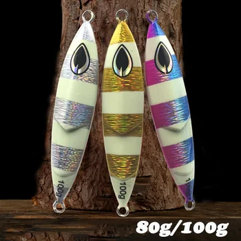 HOT OFFER ❤️ AS Slow Pitch Jig Bait 80g100g Kanpachi Lure Glow Jigs Sinking Metal Lead Slow Falling Saltwater Artificial Metal Fishing Tackle - discount item 70% OFF Sports & Entertainment