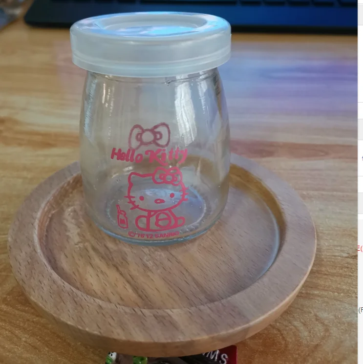Мультяшная прозрачная бутылка для выпечки пудинга стеклянная чашка для молока Желейная чашка Novety товар для йогурта бутылка для молочных пудингов вечерние принадлежности - Цвет: kitty