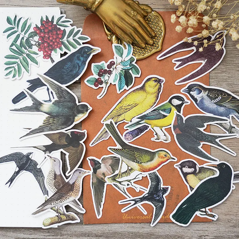 17PCS bird Stickers Crafts And Scrapbooking stickers kids toys book Decorative sticker DIY Stationery