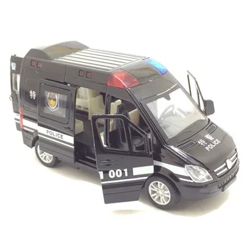 

1:32 Hospital Rescue Ambulance Police Diecast Metal Car Model with Pull Back Sound Light for Children Toys Gifts