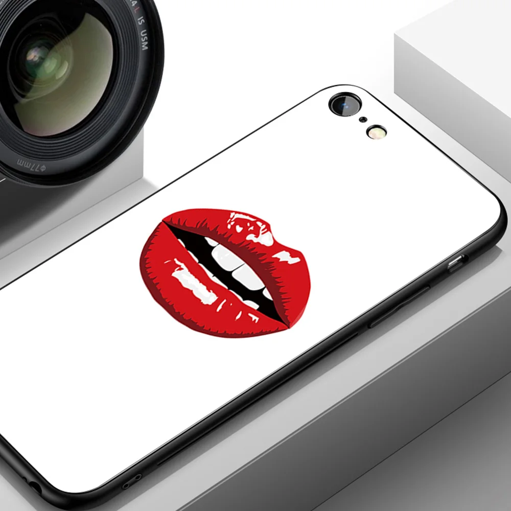 Чехол WDLUCKY для Iphone XR, чехол из закаленного стекла с принтом губ, чехол для Iphone 6 6s 7 8plus X XS XSMAX, Роскошный чехол, Капа - Цвет: Прозрачный