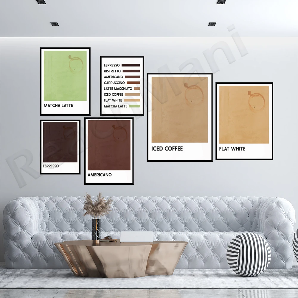 

Types of Coffee Abstract Poster,Coffee Color Print,Kitchen Coffee Poster,Color Palette Wall Art,Matcha Latte Espresso