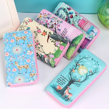 

Deer/birds/trees Leather Long Wallet Women Zipper Coin Purses GIRLS Clutch Wallet Female Money Credit Card Holder With Phone bag