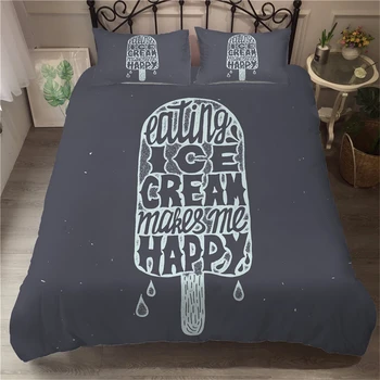 

Custom Ice Cream Black Duvet Cover Set Single Double Bedding Set Food Girls Boys Room Decor Quilt Cover Pillowcase 2/3 Piece