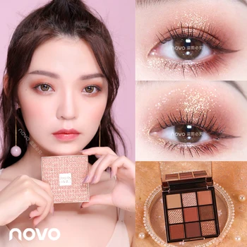 

Novo diamond glitter eyeshadow long lasting waterproof 9 colors purple nude pigment make up palette shimmer eyeshadow BN188