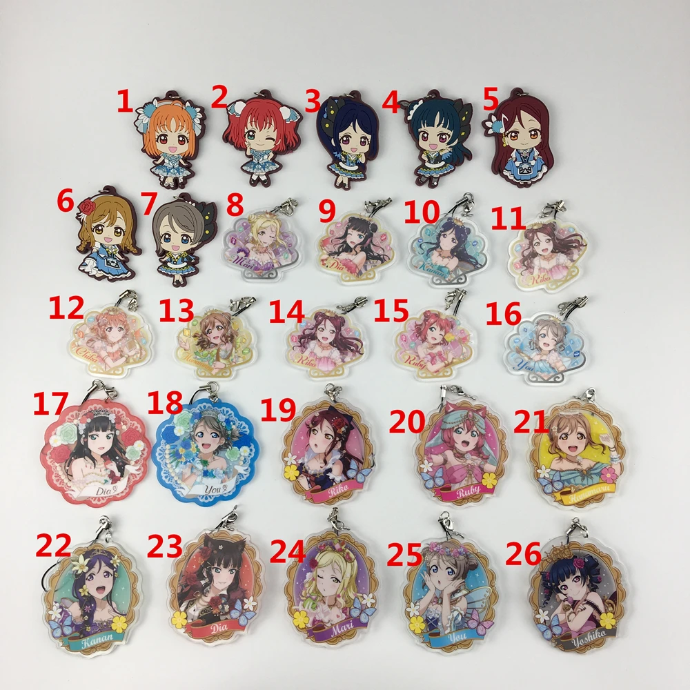 

Anime LoveLive!Sunshine!! Acrylic rubber Keychain Key Ring Straps Rare cosplay