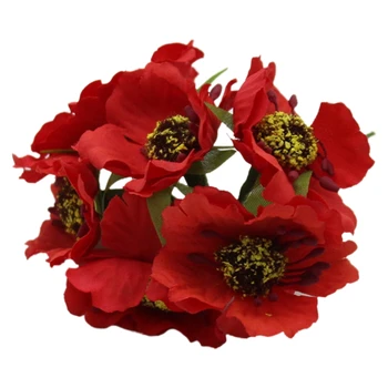 

TOP!-High Quality Silk Poppies Camellia 5cm 60pcs/lot Artificial Flowers Corn Poppy Hand Made Small Wedding Decoration(red)