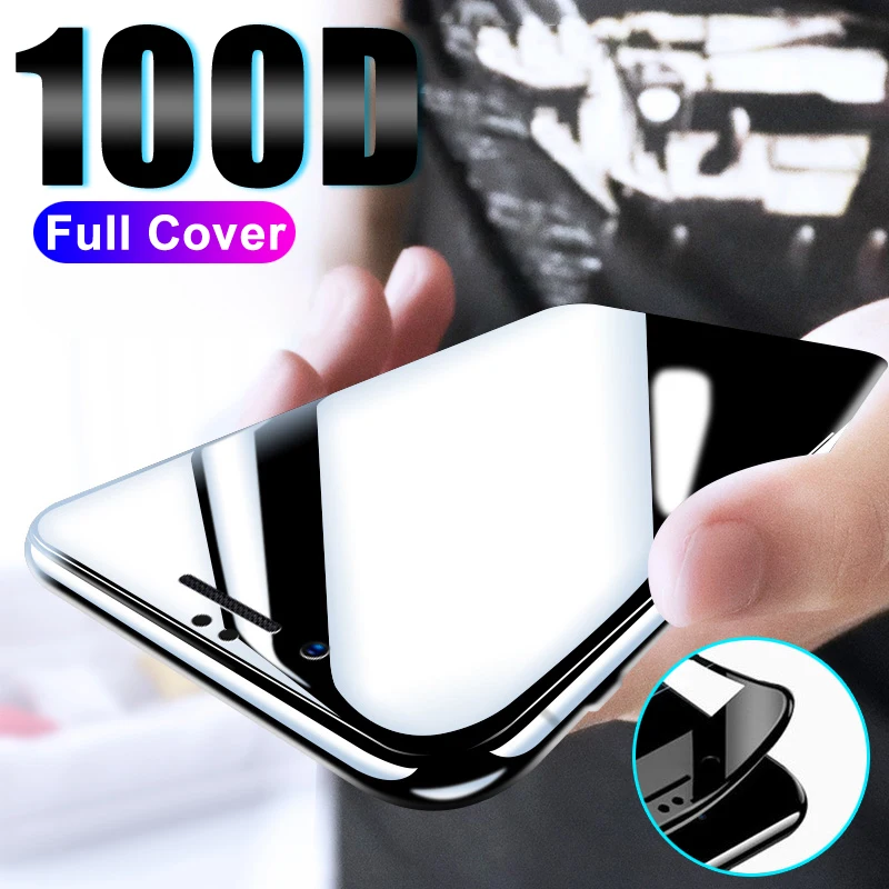 100D изогнутое полное покрытие из закаленного стекла на iPhone 6 6S 7 8 Plus XS Max XR X защитная пленка для стекла