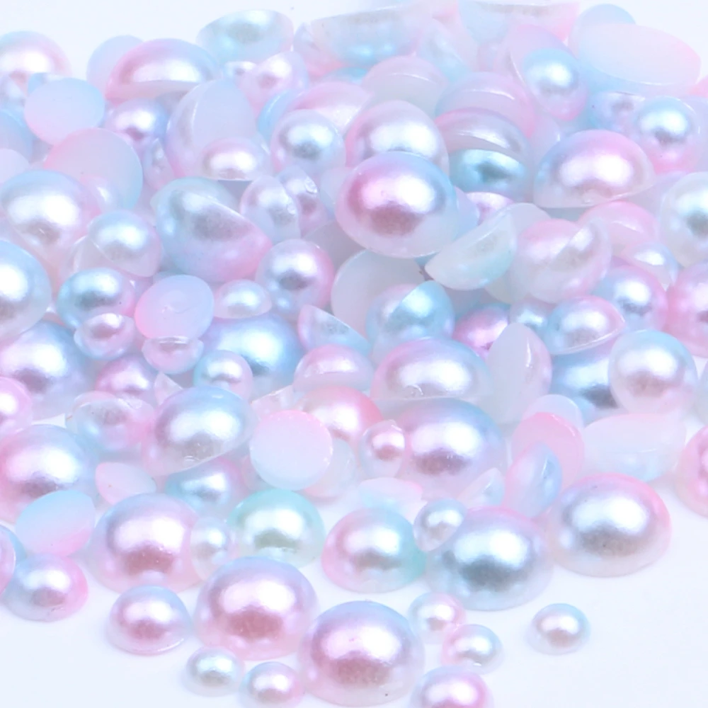 

Big Bag 5000-10000pcs 3/4/5/6mm Rainbow Color Half Round ABS Imitation Pearl Beads Flat Back Scrapbook Bead For DIY Nail Making