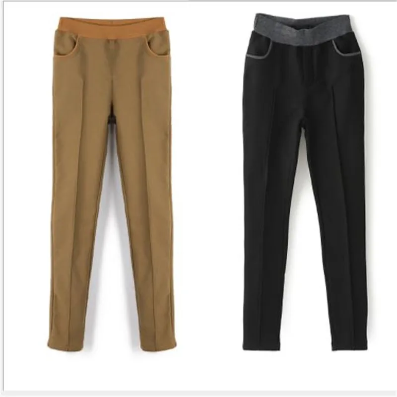 Женские зимние брюки модель 2019 года женские карандаш облегающие черные плотные