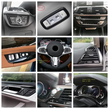 

Carbon Fiber Look Accessories Interior Refit Kit For BMW X3 G01 2018 - 2020 Air AC Panel / Dashboard / Handle Bowl Cover Trim