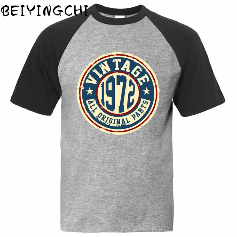 Classic Retro 70s Clothing Vintage 1972 All Original Parts T shirts Father's day Idea Gift Tee for Papa Dad Bro Birthday Apparel | Мужская