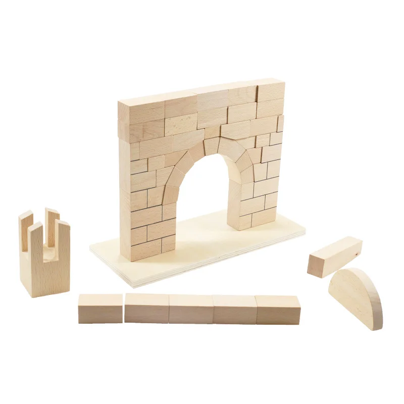  Montessori Baby Toy Roman Bridge Simple Version Beech Wood Blocks Toys for Early Preschool Educatio