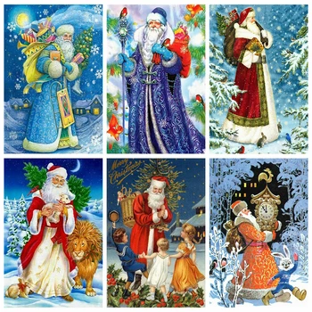 

HUACAN Diamond Painting Santa Claus Kit Full Square Diamond Embroidery Christmas Winter Mosaic Picture Of Rhinestone Home Decor