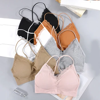 

Women Fashion Seamless Thin Cross Bra Ladies Sexy Breathable Lace Bras Ladies Simple Casual Solid Color Bras