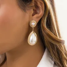 

Cosysail Charm Water Drop Imitation Pearls Earrings for Women Girl Gold Colors Wedding Bridal Long Dangle Earrings Jewelry 2022