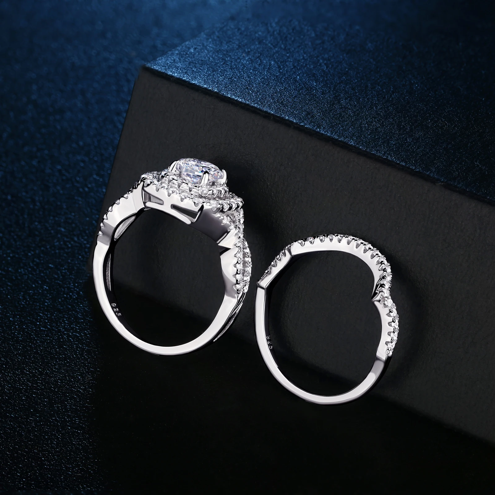 Newshe 2 шт. наборы свадебных колец классические ювелирные изделия 1.9Ct AAA CZ подлинные 925 стерлингового серебра обручальные кольца для женщин JR4844