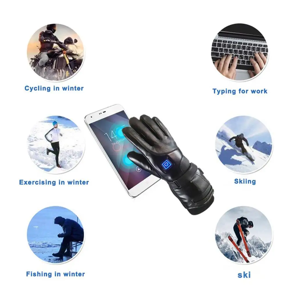 7,4 в 2800 мАч перезаряжаемые перчатки с электрическим подогревом на батарейках теплые перчатки для рук зимние перчатки с подогревом для езды на велосипеде и лыжах