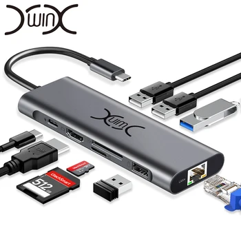 

YXwin Multi USB C HUB to HDMI USB 3.0 SD TF Card Reader VGA Adapter USB Splitter for MacBook Pro Air Type C Charging USB C Dock
