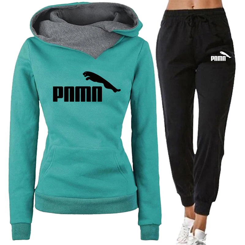 Chándal de 2 piezas con capucha para Mujer, Conjunto de sudadera deportiva, pantalones, chándal