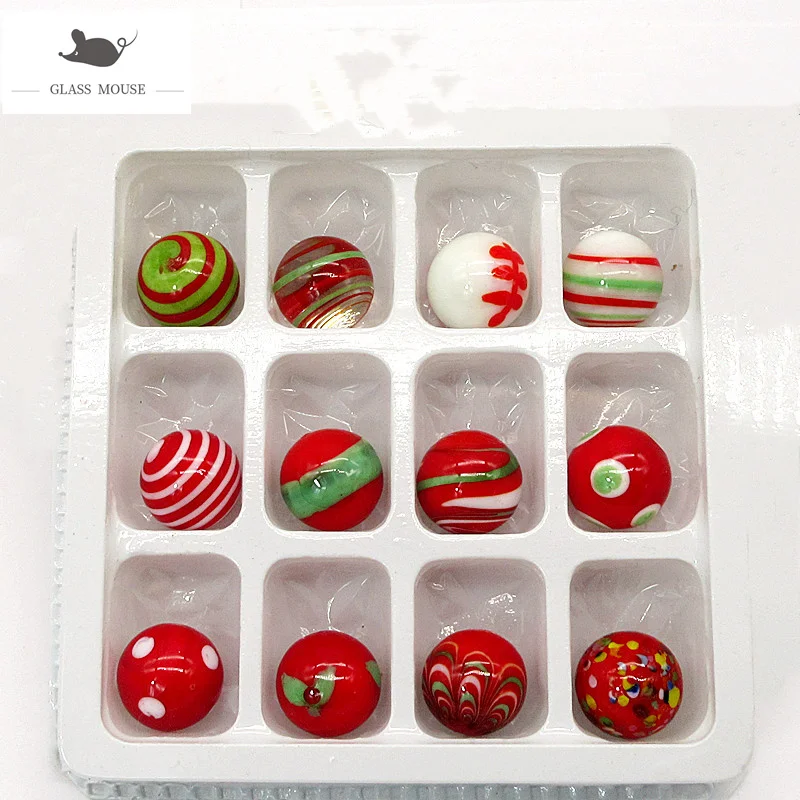 

18mm RED NEW Handmade Glass Balls Marbles Christmas Home Decor accessories for Fish Tank Vase filled game Toys for Kids Children