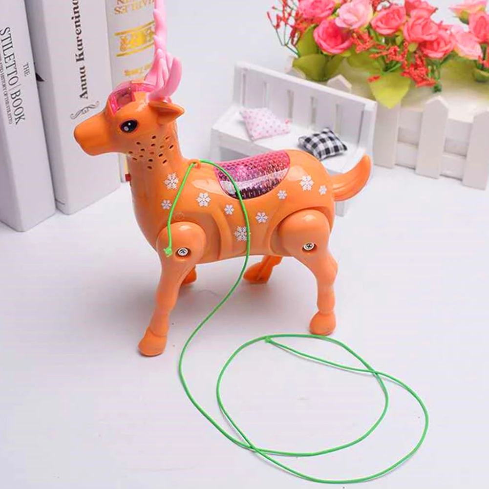 Electric Walking Musical LED Deer Animal Toy with Leash Interactive toys for children Electronics Robot Gift Children Birthday