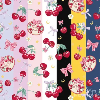 

148cm Sweet Cute Polyester Fabric Printed Cherry Fabric Tissus DIY Patchwork Sewing Dress DIY Handmade Material Home Textile