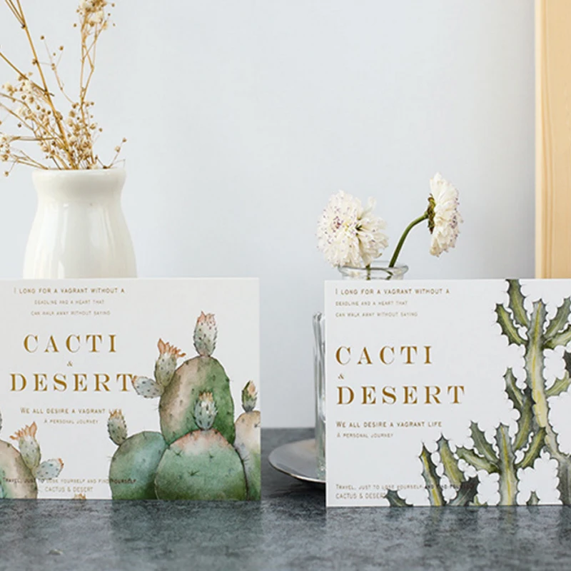 5packs/lot Lovely Wandering Cactus Boxed Postcard In Desert Book For Business Cards Christmas Birthday Card Gift Beautiful
