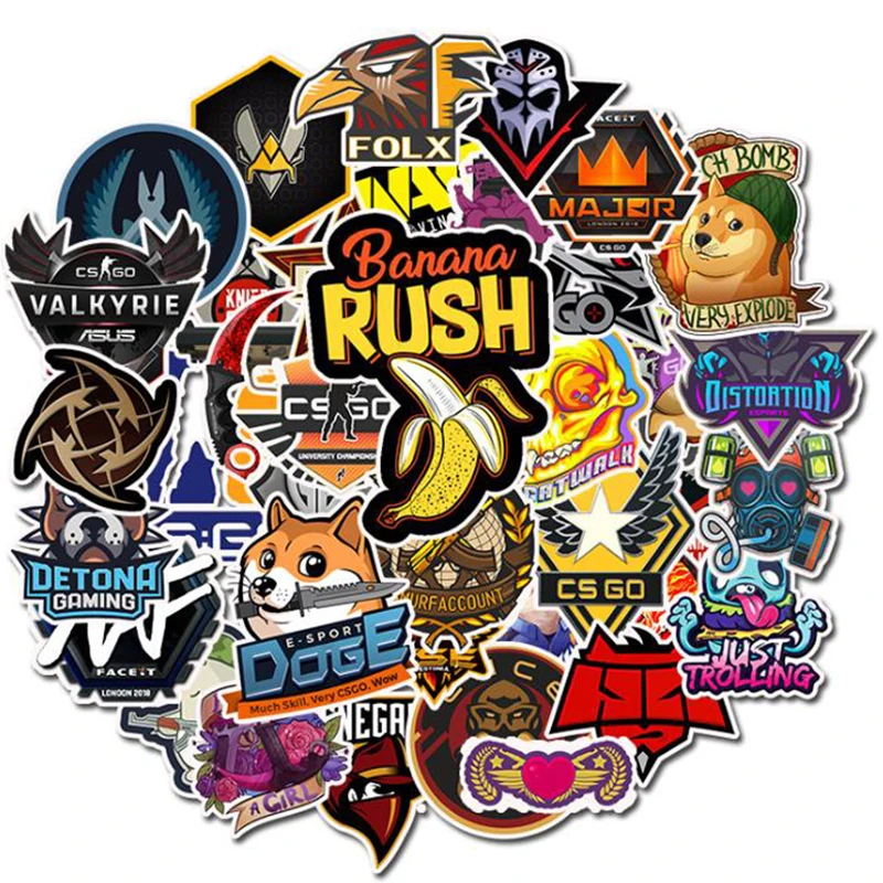50PCS Not Repeating CS GO Stickers for Guitar Phone Motorcycle Laptop Luggage Graffiti Keyboard Fridge Waterproof Joke Stickers