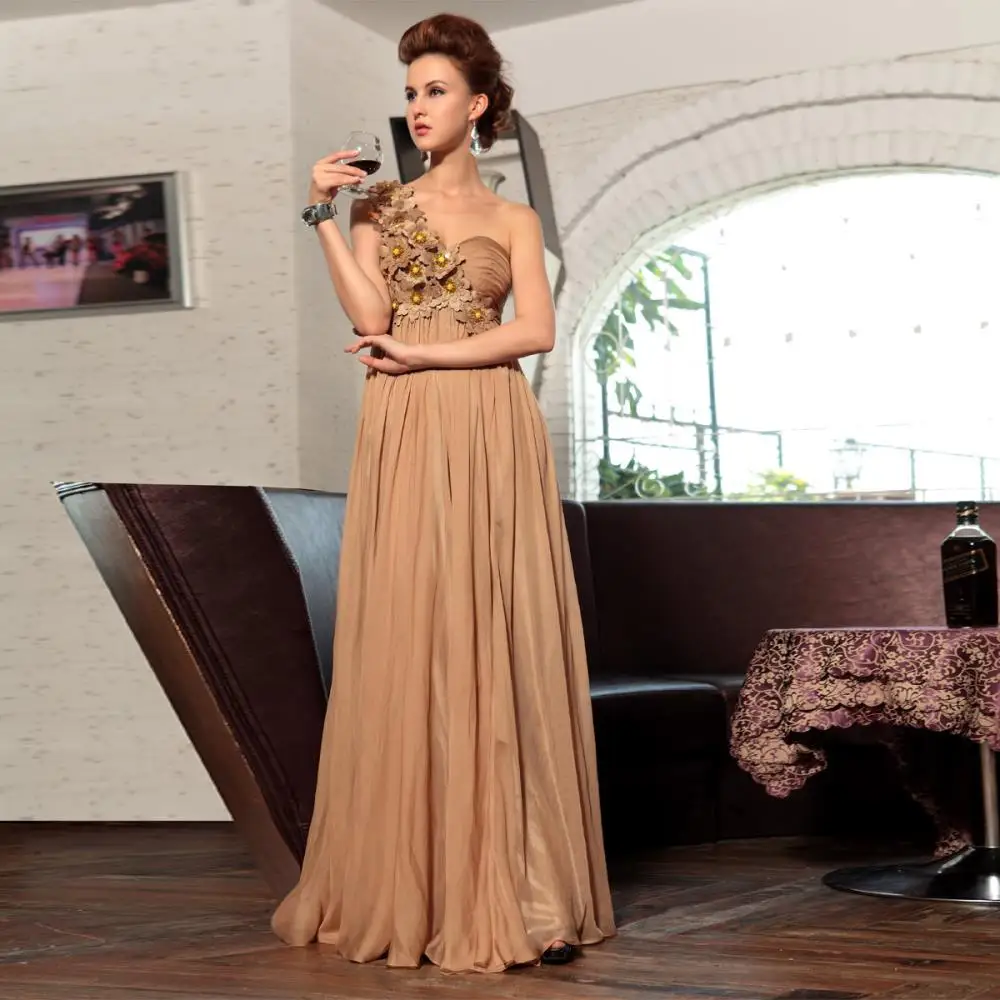 

Free Shipping 2018 Hot Rushed Coffee Chiffon Fashion Floor-length Vestidos Formales Maxi Long Design Women bridesmaid dresses