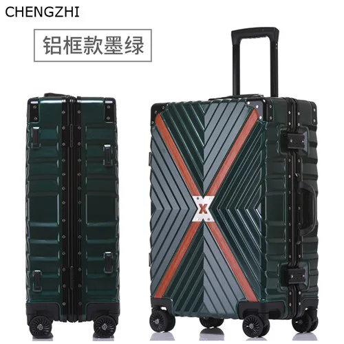 CHENGZHI Aluminum Frame+PC+ABS Rolling Luggage, 20"24"26"29"Inch Crash Proof Suitcase Trolley Travel Suitcase On Wheels - Цвет: Aluminum frame