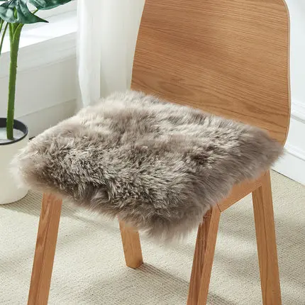 Pure wool upholstery padded winter cushion warm wool sofa cushion fur pad sheepskin office chair cushion - Цвет: Коричневый