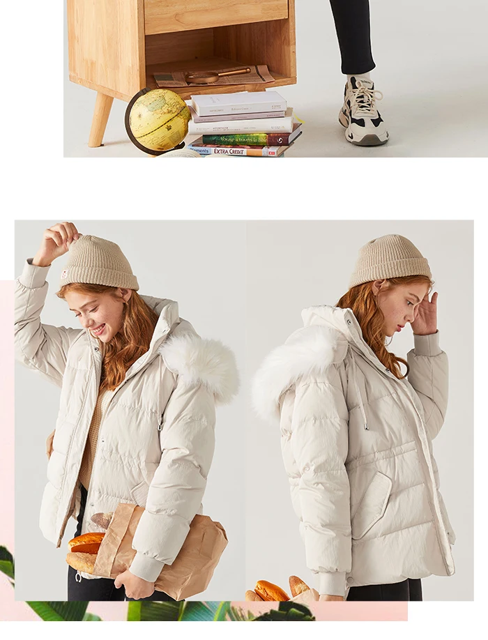 SEMIR женский пуховик с меховым воротником, новинка, зимняя Свободная куртка с капюшоном для девочек, плотное удобное теплое пальто