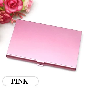Pink Креативный Чехол для карт из нержавеющей стали, металлический держатель для кредитных карт, коробка для визиток из нержавеющей стали серебристого алюминия, металлический кошелек - Цвет: Pink