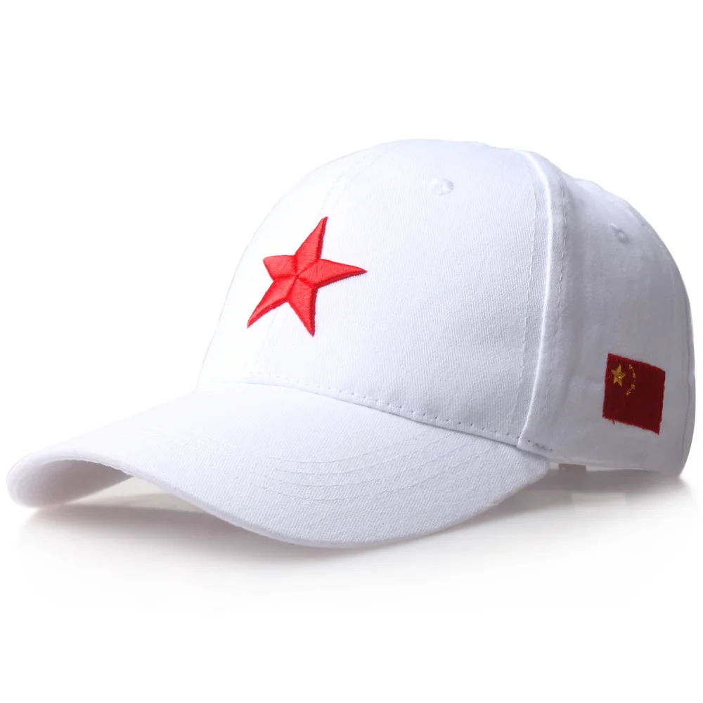 Новая красная пятиконечная звезда Liaoning темно-синяя шляпа мужская и женская бейсболка Красная армейская пятизвездочная красная бейсболка с флагом - Цвет: Белый