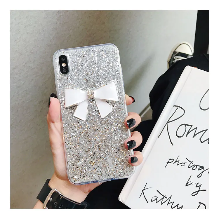For iPhone 11 Pro Max X XS i8 Ins Fashion 3D Shinny Bow Protective Case For iPhone 11 7 8 Plus 6 6s Coque