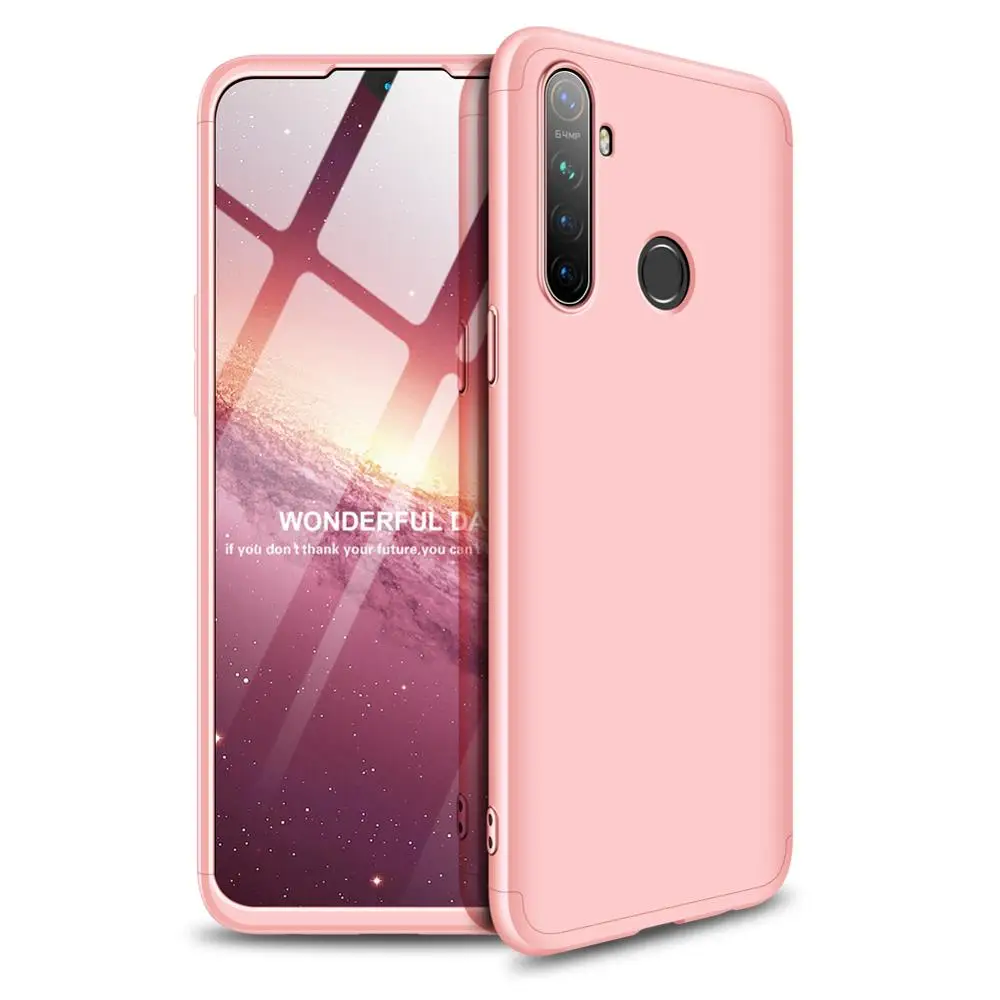 Rose gold TeppKa для OPPO Realme 5 pro Чехол для телефона 360 полная защита чехол 3 в 1 матовая пластиковая жесткая задняя крышка для realme 3 pro Q - Цвет: Rose gold