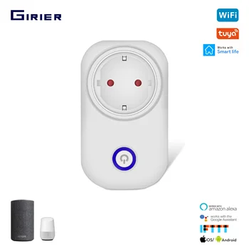 

Smart Power Plug EU-E 16A with Power Monitor Wifi Socket Tuya Smart Life App Wireless Remote Control Outlet Work with Alexa