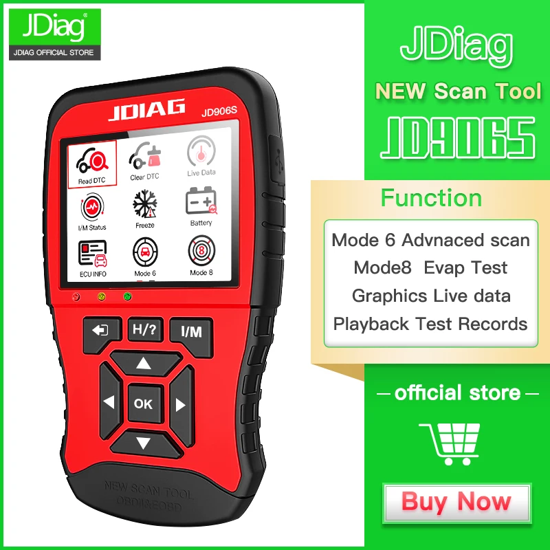 Goedkoop JDiag JD906S Super NIEUWE Scan Tool OBD2 Scanner volledige motor modus diagnostic tool O2 sensor mode6 mode8 code reader