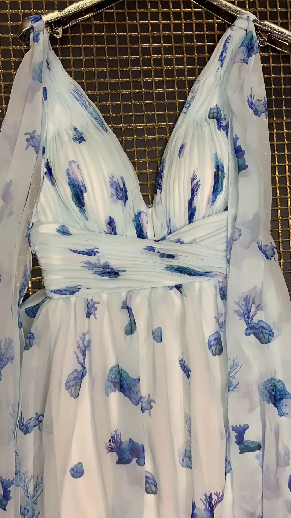 Новое летнее небесно-голубое длинное модное платье без рукавов Vestidos Celebrity Evning вечерние шифоновые платья с v-образным вырезом и открытой спиной